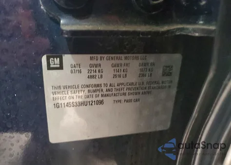 2017 Chevrolet Impala Premier z USA, uszkodzony, nr VIN 1G1145S33HU121096